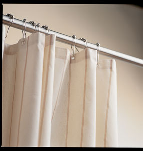The best choice for shower curtains is organic hemp, which has antimicrobial properties. You can get simple hemp shower curtains from Real Goods for $99. (800) 762-7325, realgoods.com.